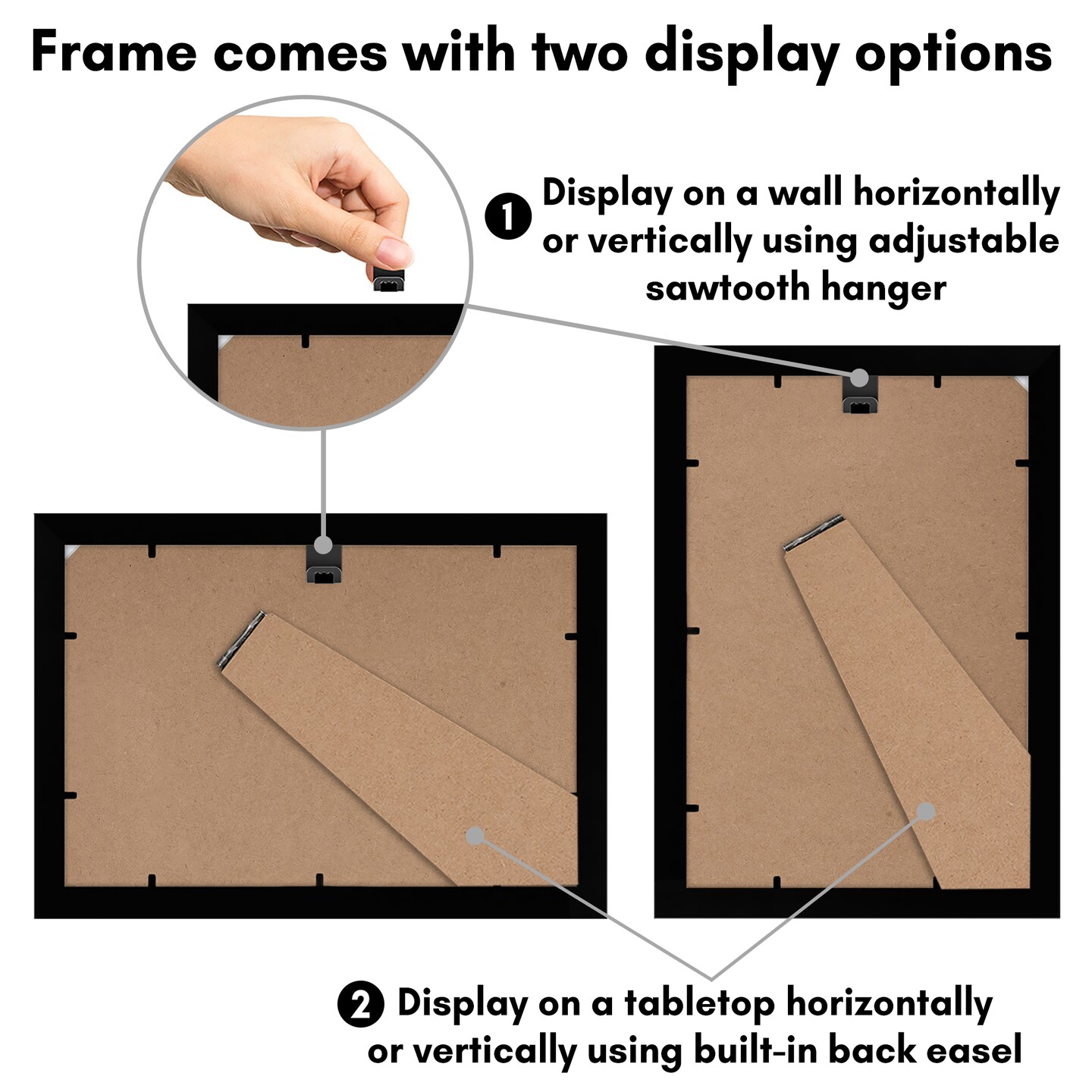 Americanflat Gallery Picture Frame - Photo Frame for Wall Decor - Shatter Resistant Glass - Adjustable Hanging Hardware - Includes Easel for Tabletop Display