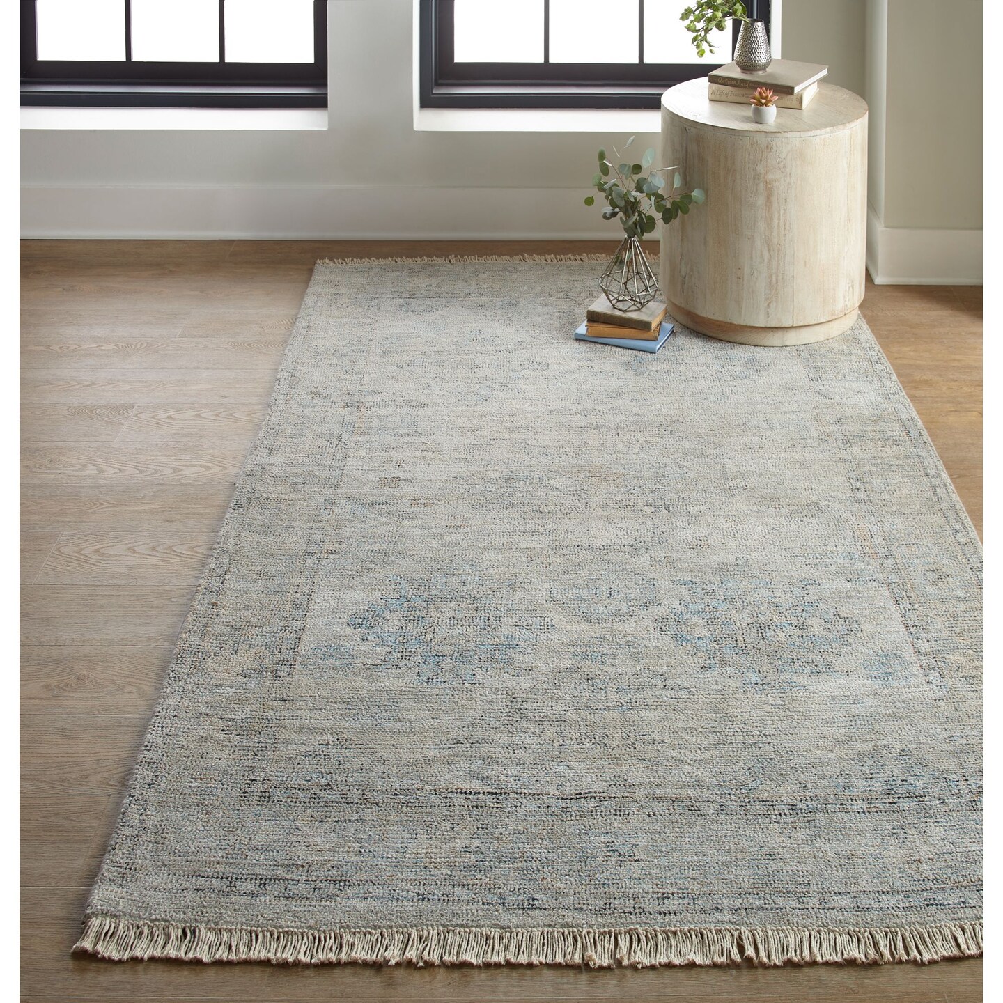 Feizy Home Collection 9' x 12' Natural Brown and Gray Vintage Rectangular Area Throw Rug