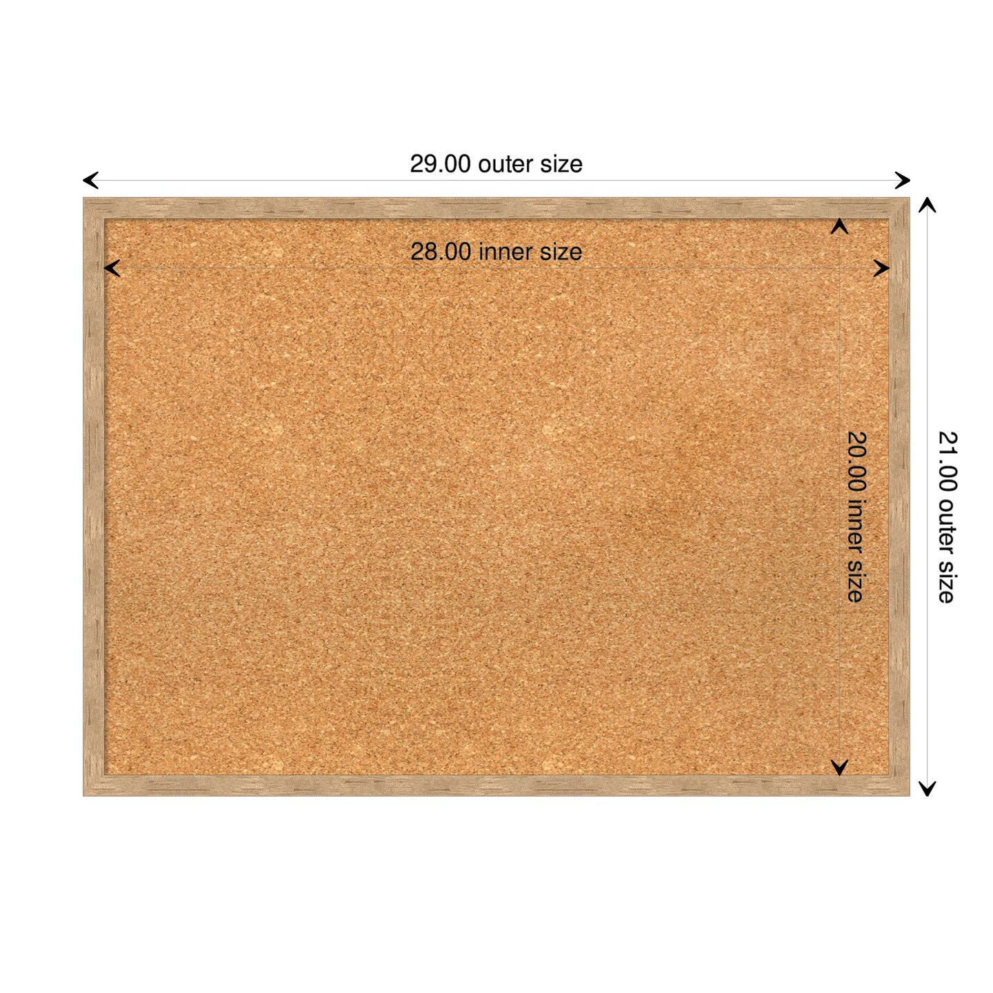 Imprint Wood Framed Corkboard, Natural Cork