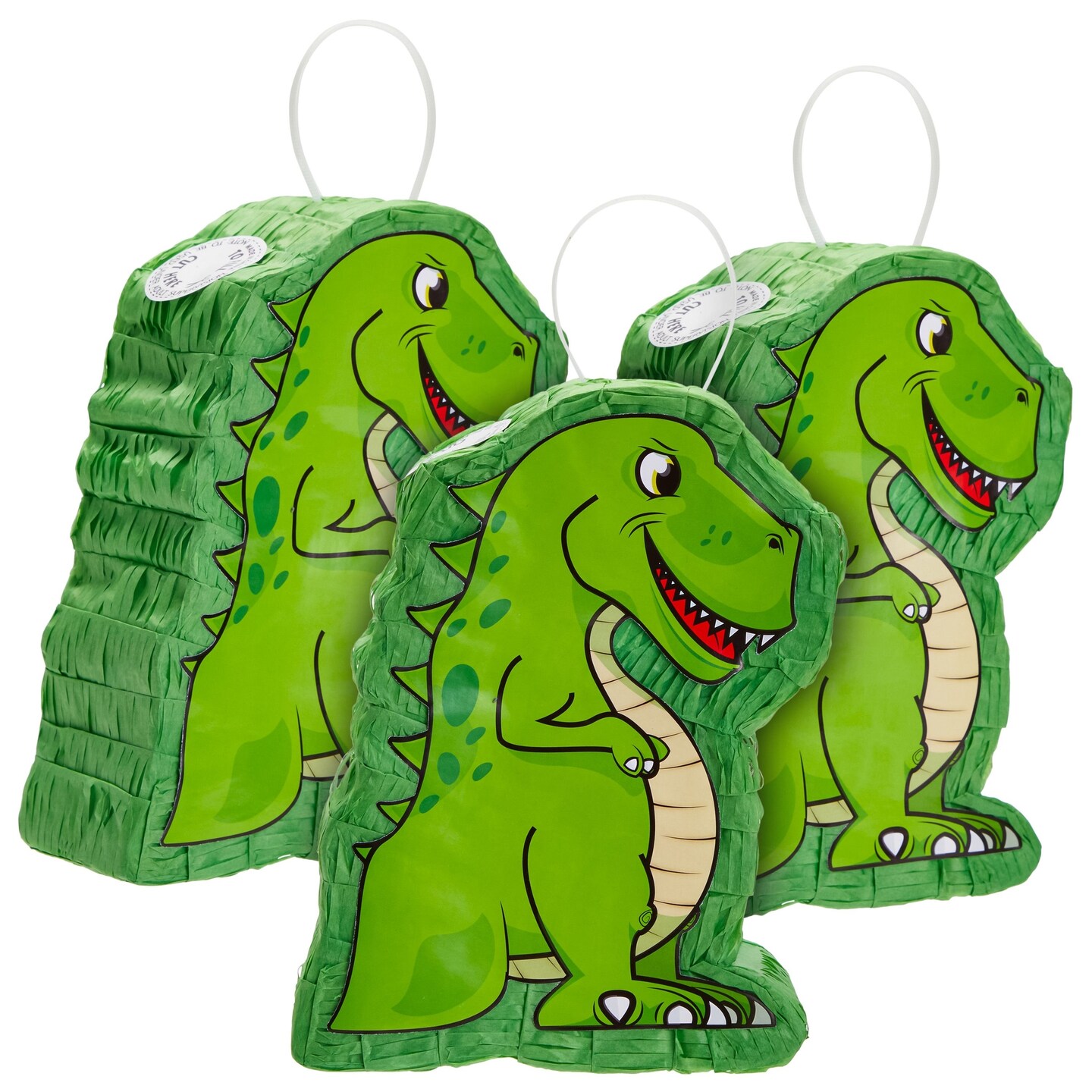 3 Pack Mini T-Rex Themed Dinosaur Pinata for Kids Boys Green Dino