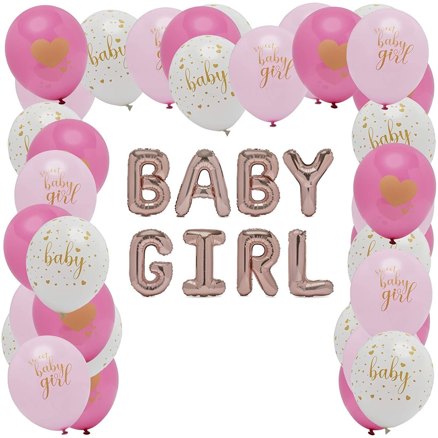 Girl Rose Gold Balloons, Baby Shower Party Decorations (16 in, 44 Pieces) Michaels