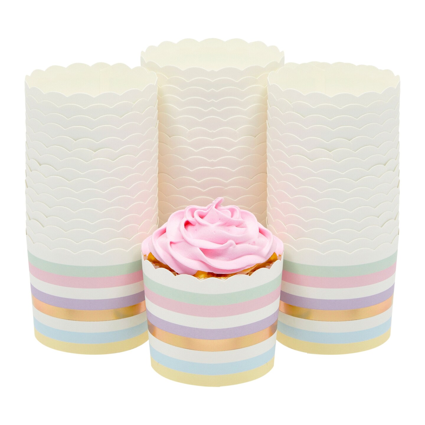 50-Pack Pastel Cupcake Liners - Large Paper Baking Cups for Birthdays ...