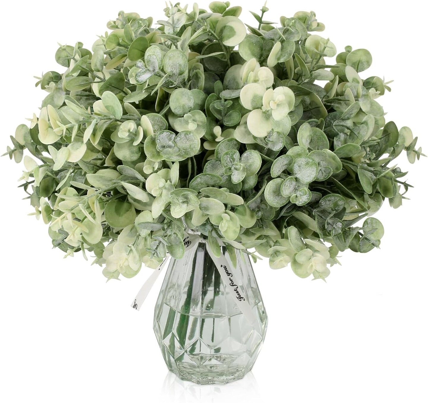 Faux Rose Flowers with Vase - 4 Bouquets of Silk Roses &#x26; Eucalyptus for Home Decor