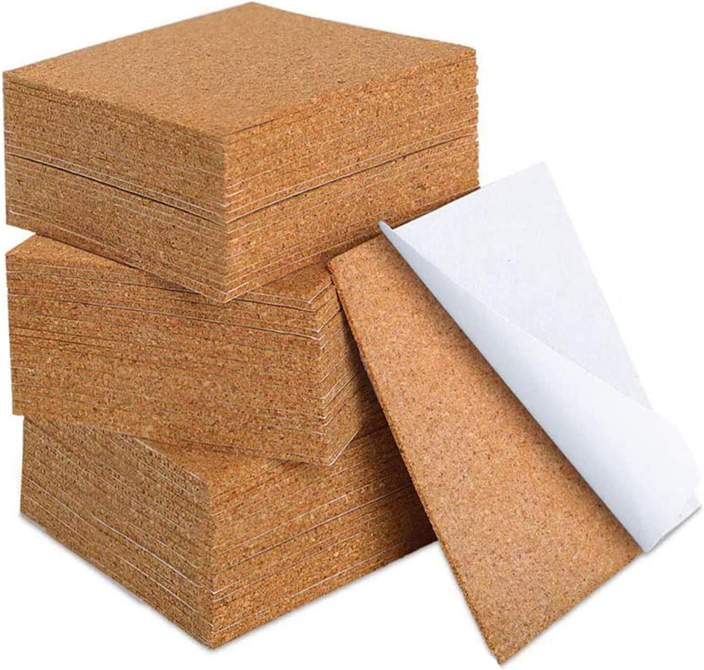 4 x 4 Inch Self Adhesive Cork Squares 100 MM Backing Cork Tiles Sheets for Coasters and DIY Crafts, 40 Pcs.