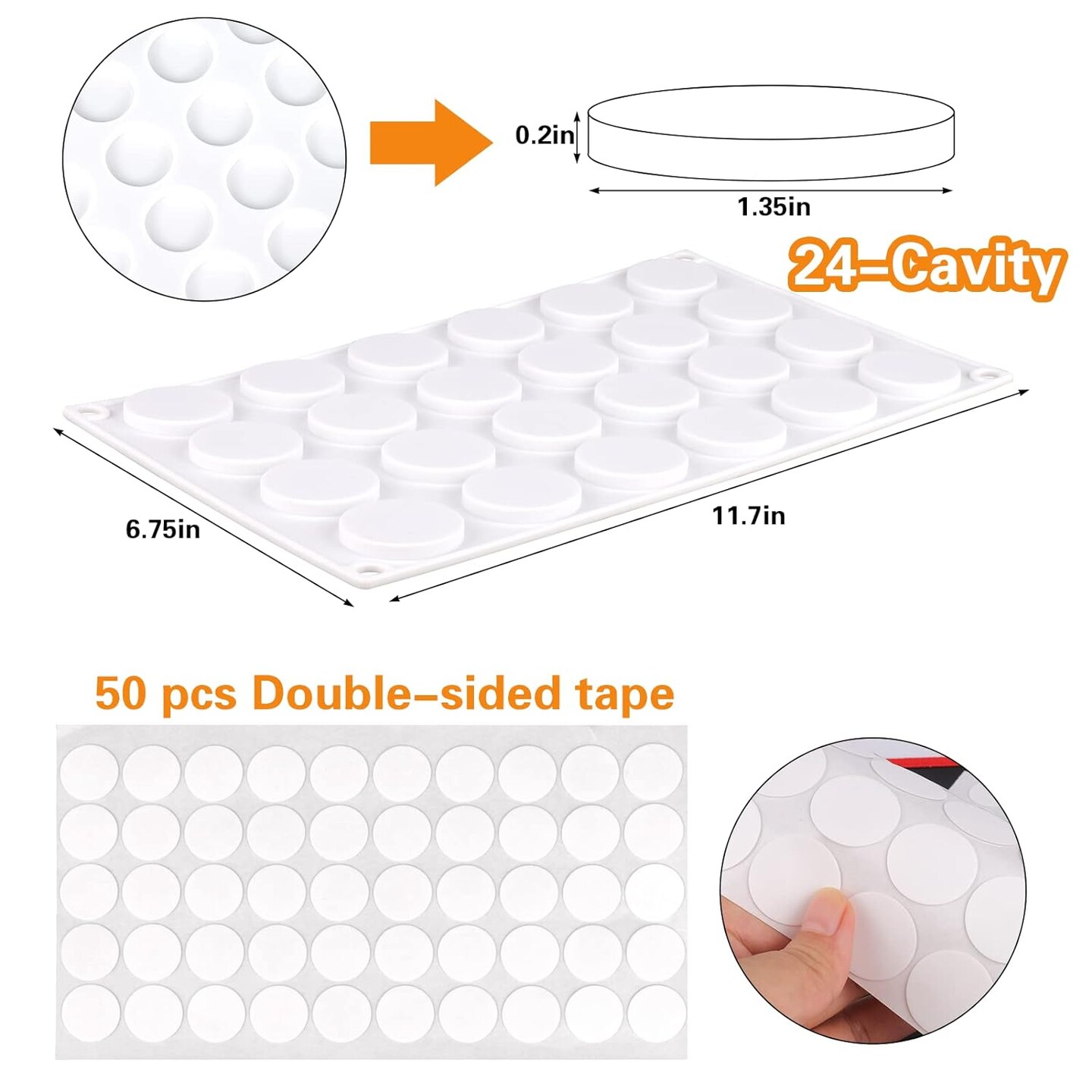 Silicone Mat/Pad for Wax Seal Stamp, 24-Cavity Wax Sealing Mat with Removable Sticky Dots for DIY Craft Adhesive Waxing