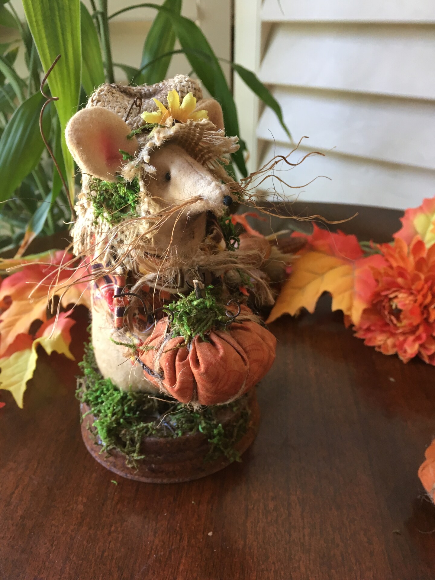 Handmade Primitive Fall Mouse , Primitive Pumpkins ,Scarecrow