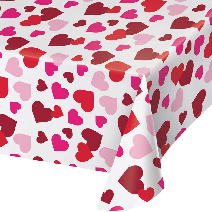 Valentine Plastic Tablecover, 54&#x22; X 102&#x22; All Over Print