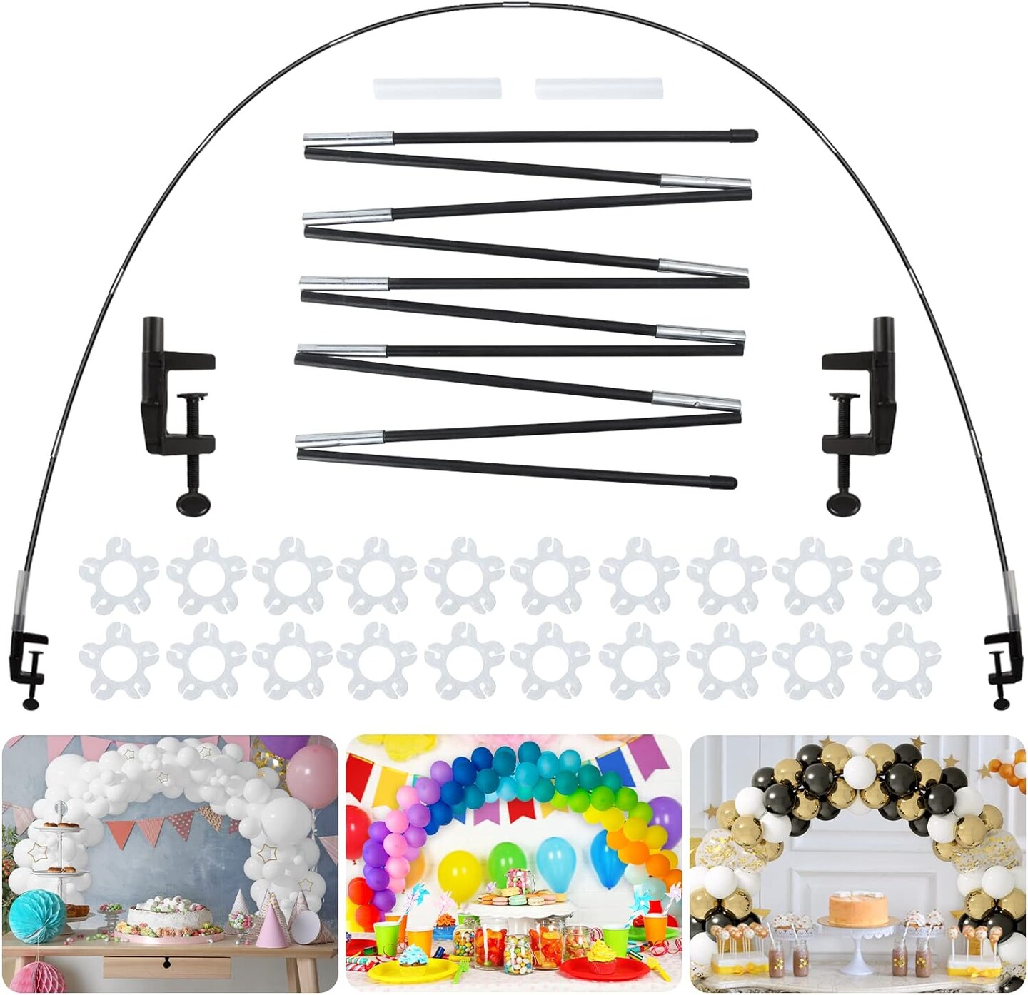 Table Balloon Arch Kit, Black Adjustable Balloon Arch Stand Frame for Different Size Tables Balloon Garland Decorations of Birthday Party Wedding Baby Shower Christmas and Festival Decoration