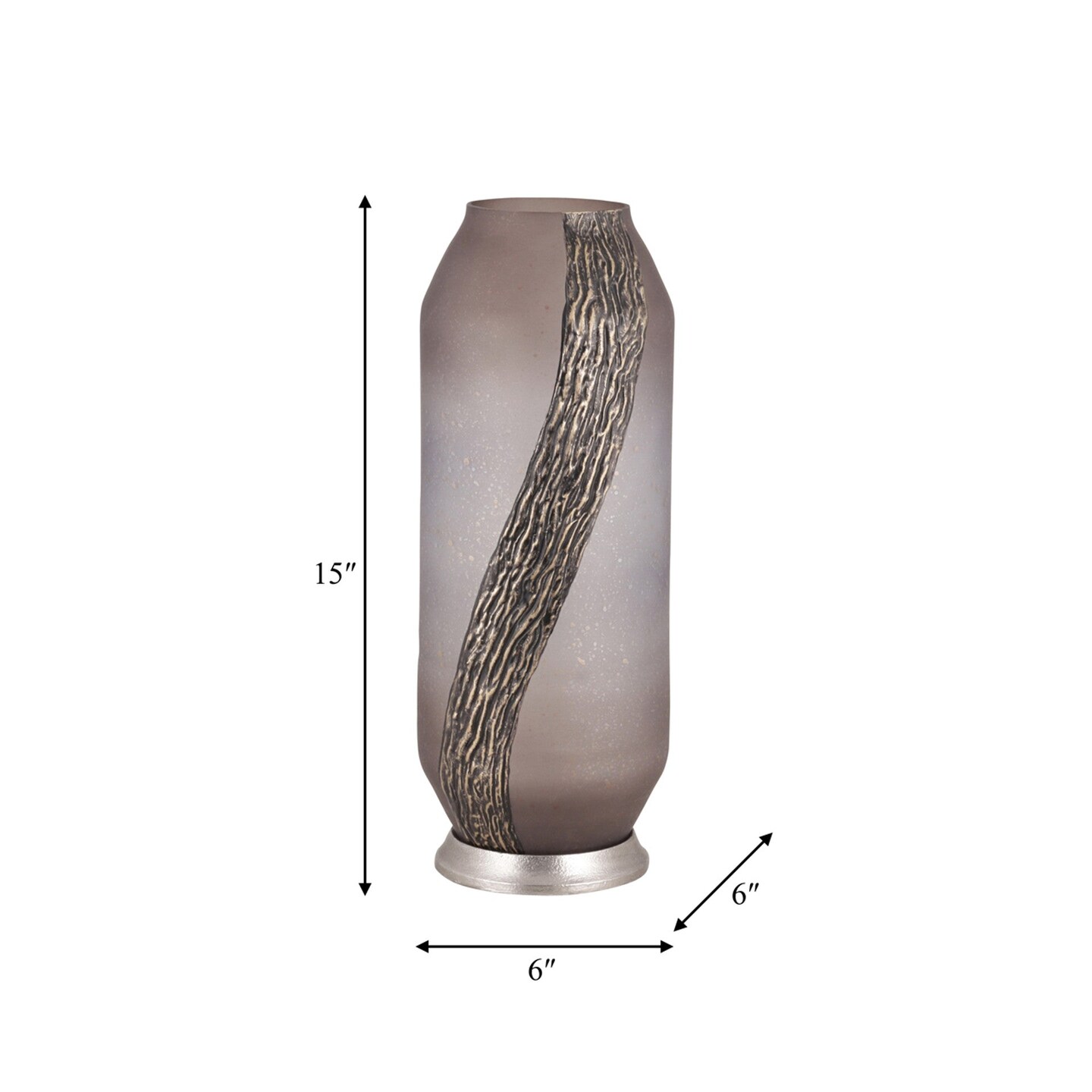 Glass, 15&#x22; Metallic Detail Vase, Blush
