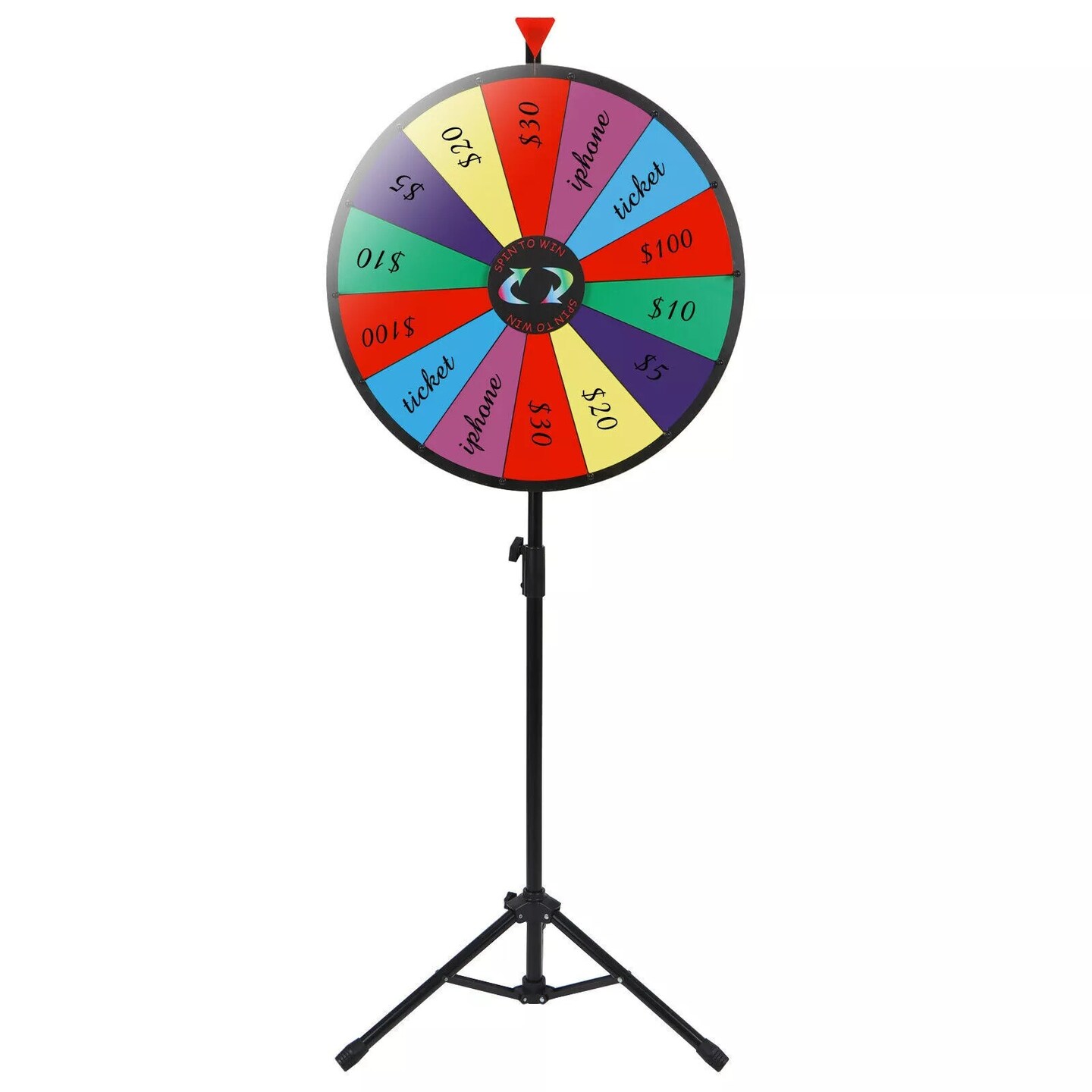 24&#x22; Prize Wheel Dry Erase Board W/Adjustable Tripod Stand Carnival Spinnig Game