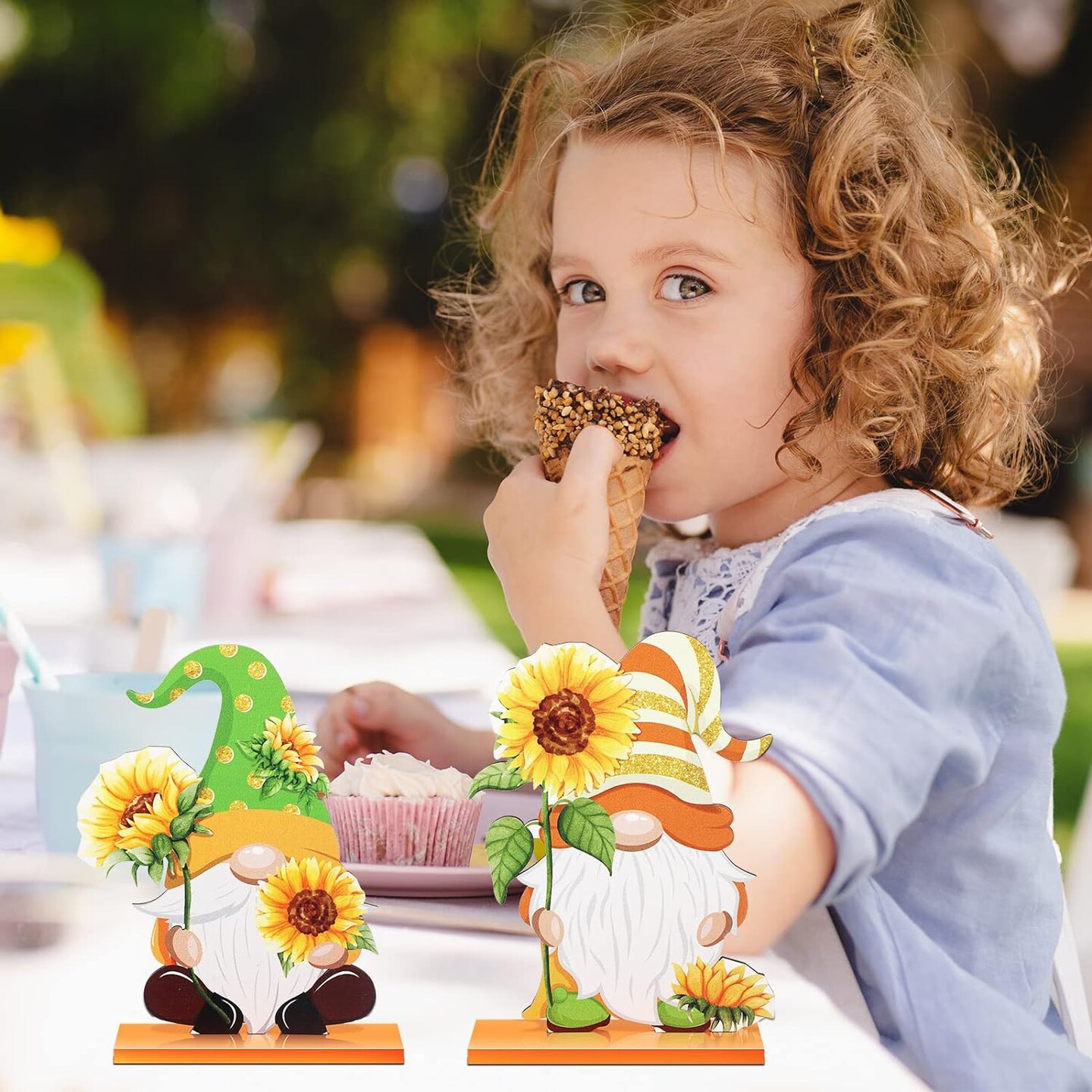 Five Pieces Wooden Table Centerpieces with Sunflower Signs and Fall Gnome Wooden Table Decor Signs for Decorating a Sunshine Table Autumn Gnome Wooden Centerpiece (Multicolored) for Home Parties