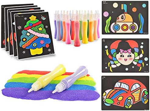 Mistari Peel and Sand Art Kits Sheets for Kids with 27 Sheets Sand Art Painting Cards and 2 Pieces Scratch Sticks Crafts (18 Colors + 27 Sheets)