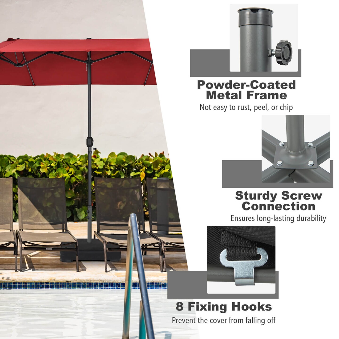 Costway Patio Market Offset Umbrella Stand Holder Base Sand Filled Sandbags 220lbs Black