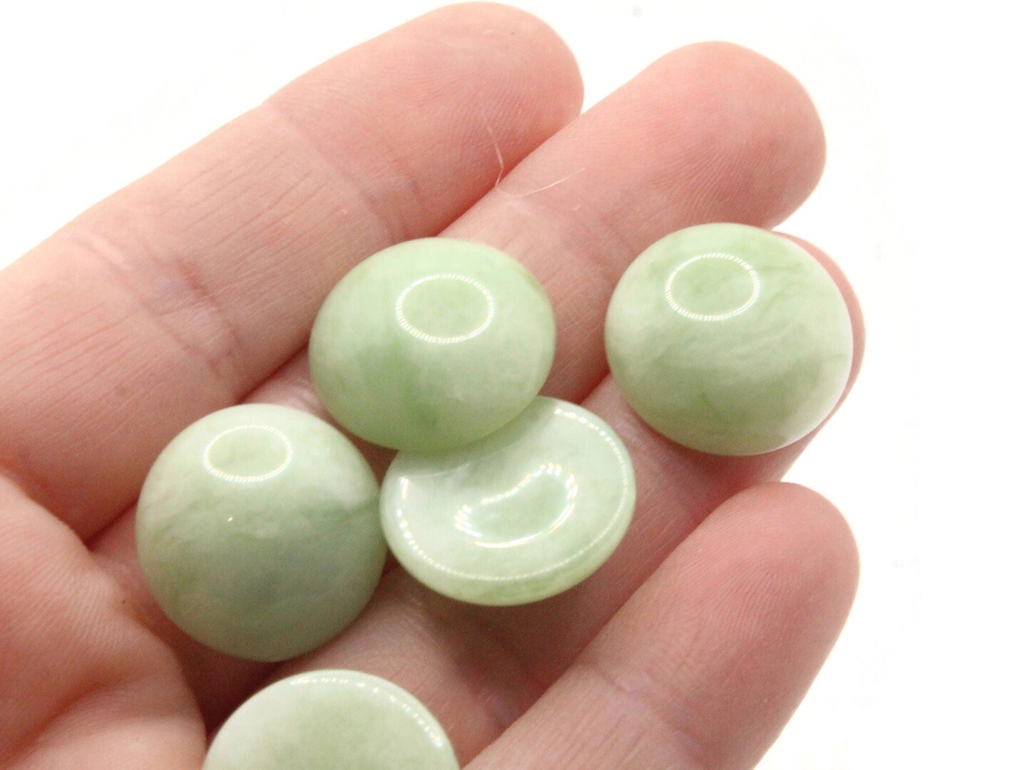 8 18mm Green Speckled Flatback Round Vintage Lucite Cabochons