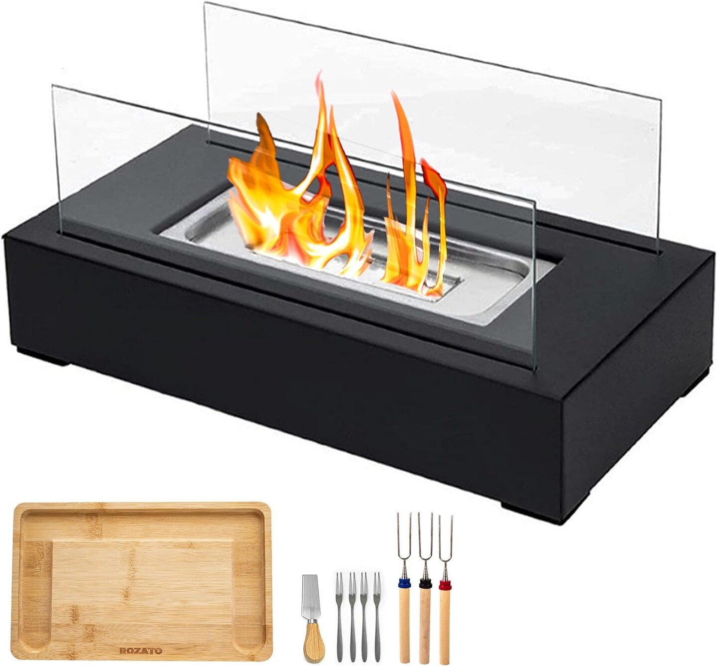 Tabletop Fire Pit with Smores Maker Kit Portable Indoor/Outdoor Mini Small Fireplace Table Top Decor Home Patio Balcony Gifts for Women Mom Her Wedding Housewarming Mother's Day Birthday Present