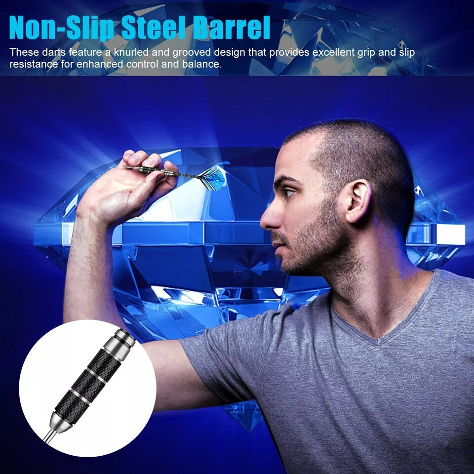 2 Sets(6Pcs) of Steel Tip Darts 22g Professional Dart Set Aluminium Dart Flights
