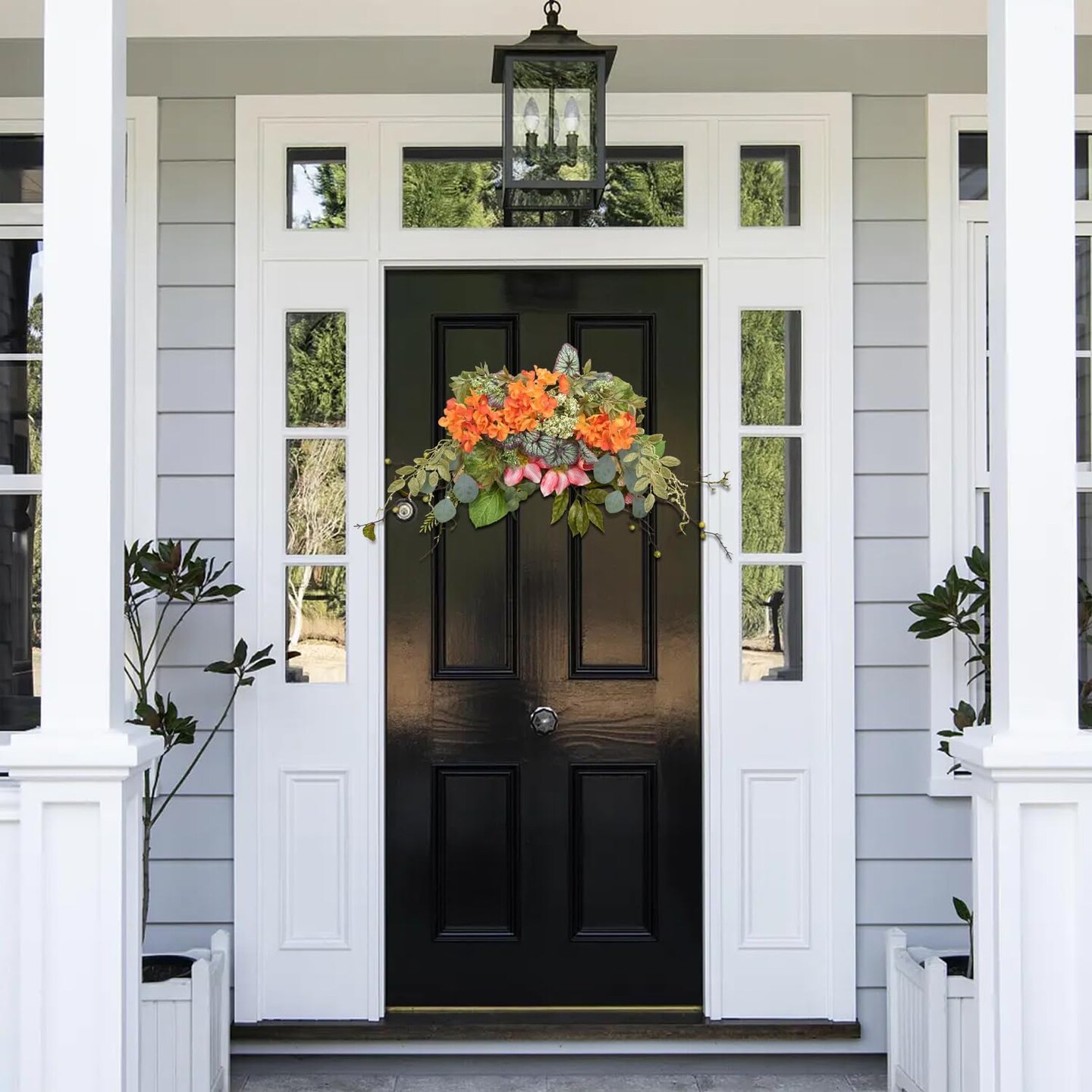 28&#x22; Eucalyptus Swag with Hydrangea &#x26; Begonia Leaves (Orange)