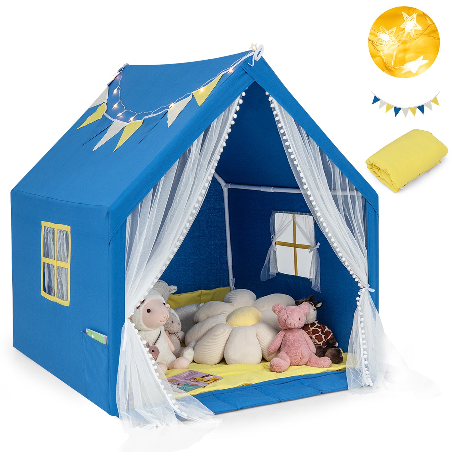 Large Play Tent With Washable Cotton Mat Holiday Birthday Gift For Kids