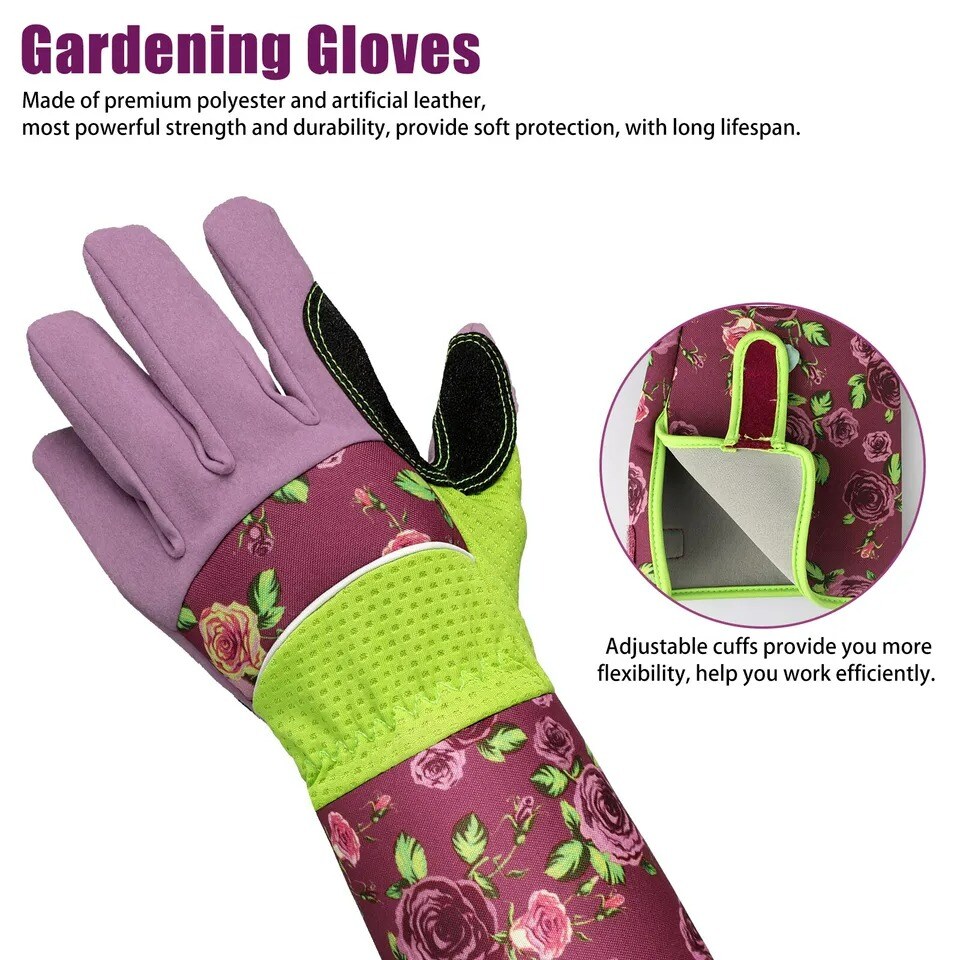 Thorn Proof Garden Gauntlet Long Gloves Digging Planting Pruning Tools Lawn Care