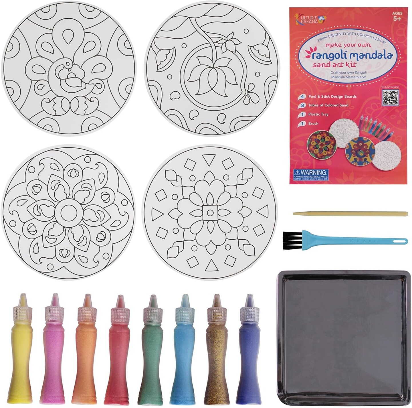 Make Your Own Rangoli Mandala Sand Art Ki - Mess-Free Craft, DIY Glitter Sand Art, India and South Asian Culture Activity for Kids Ages 5 and Up