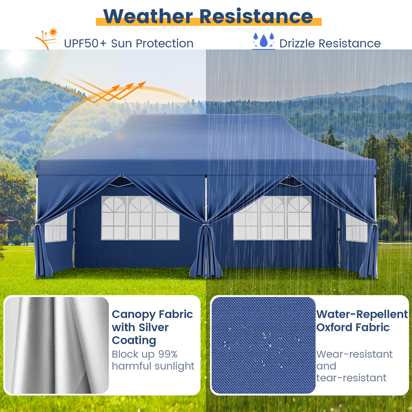 10 X 20 Ft Pop Up Canopy With 6 Sidewalls And Windows And Carrying Bag For Party Wedding Picnic