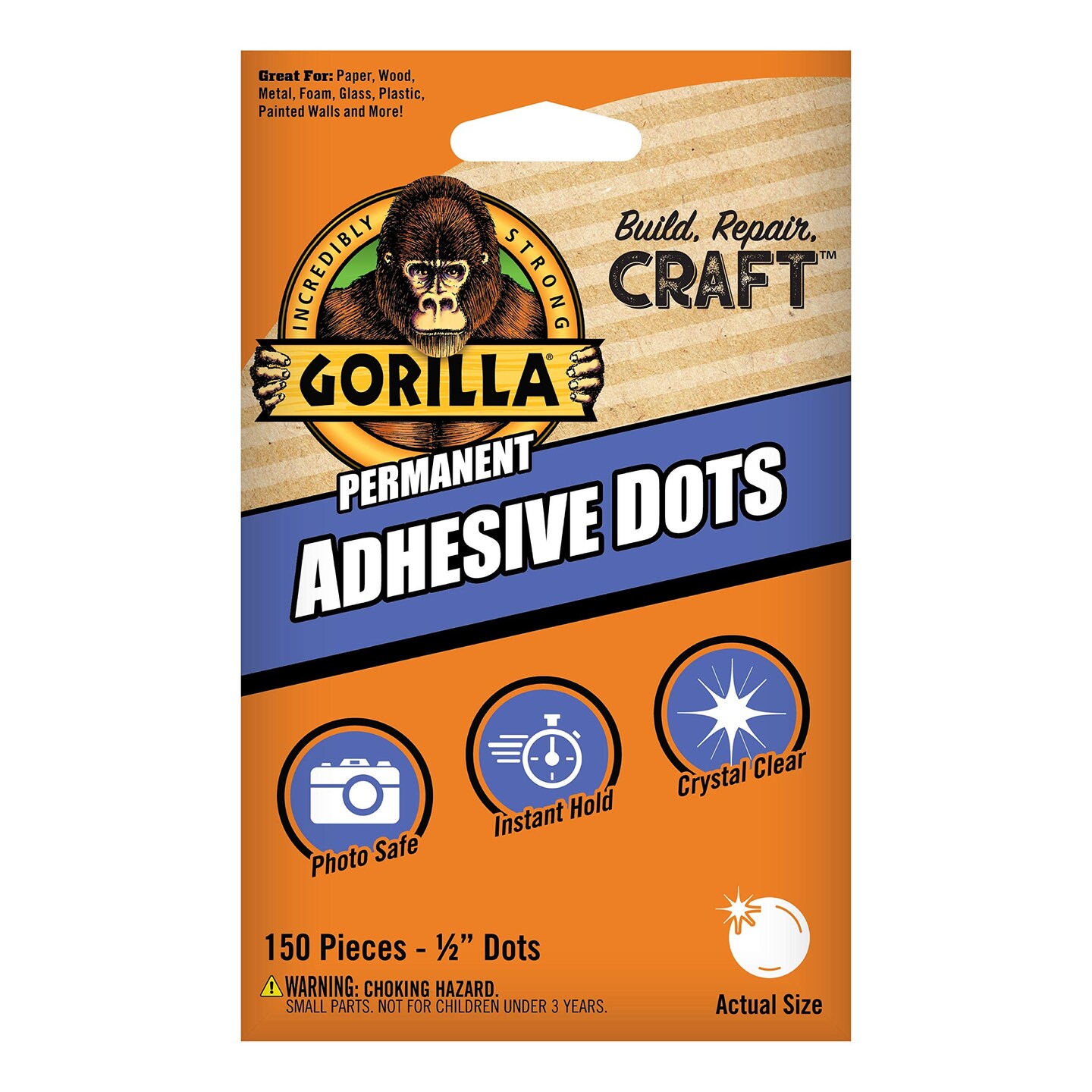 150 PCS Permanent Adhesive Dots, Double-Sided, 0.5&#x22; Diameter, Clear, (Pack of 1)