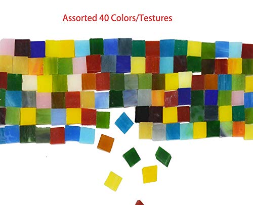 800 Pieces Mosaic Tiles Stained Glass - Assorted Colors for Art Craft and Home Decorations - 500g/1.1lb