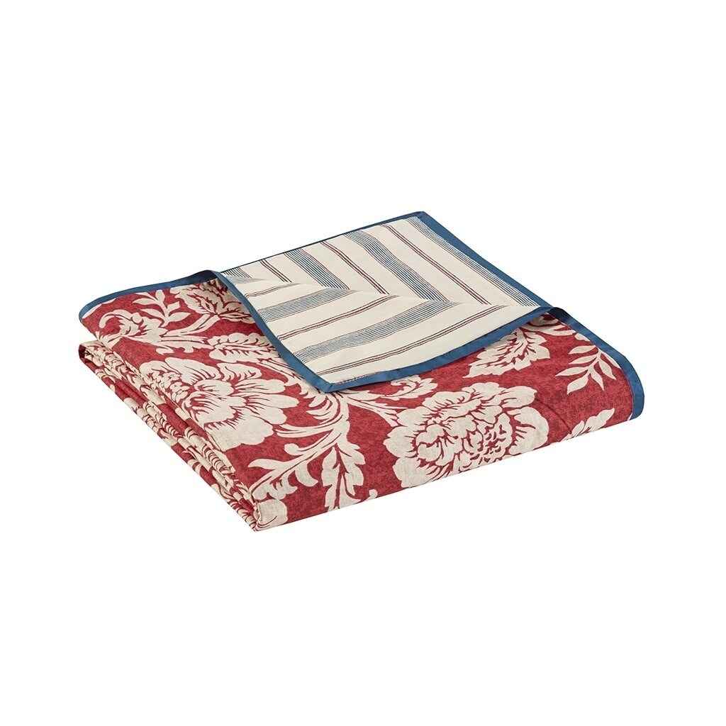 Gracie Mills Carmen 9-Piece Reversible Cotton Twill Duvet Set Grace-8120 Floral Striped