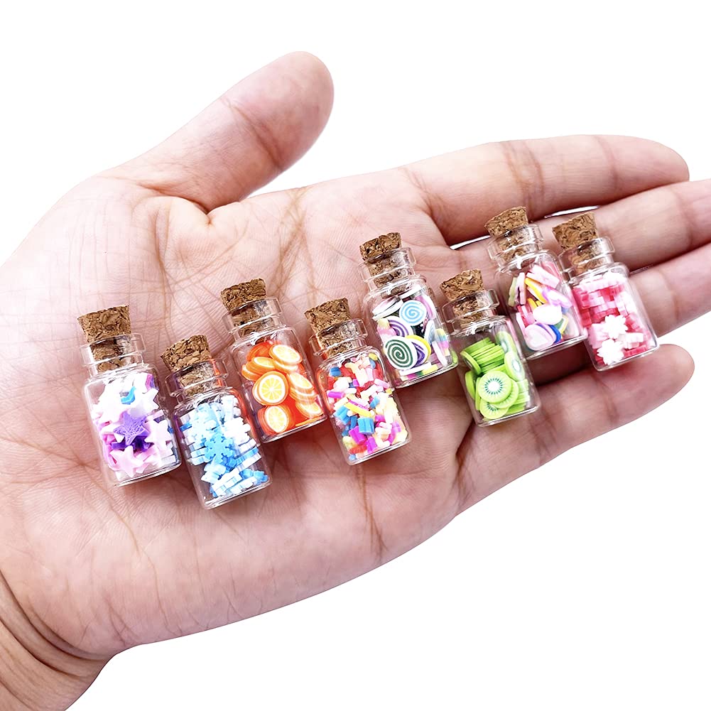 HKLMRO 30PCS Cute Miniature Dollhouse Food Jar Glass Bottle 1:12 Pretend Play Doll House Kitchen Decoration 1:6 Lovely Mini Fruit Simulation Scene Candy Snack Model Game Party Toy for Adults Teenagers