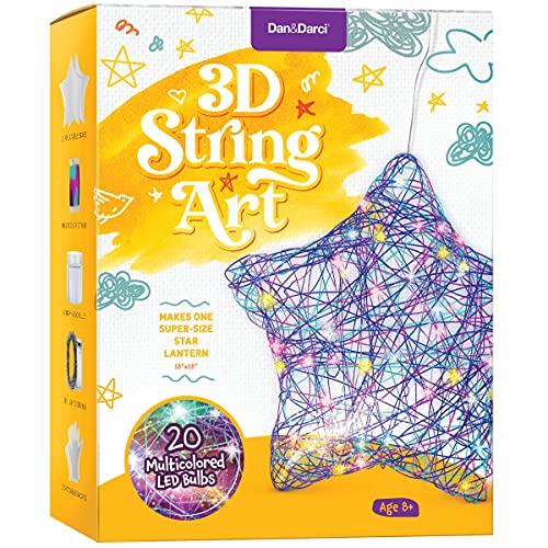 3D Light Up String Art Kit for Kids - Star Lantern Making Kit w/ 20 LEDs - Kids Easter Gifts - Crafts Set for Girls and Boys Ages 8-12 Kid - Kits for Age 8, 9, 10, 11, 12 Year Old Girl Gift