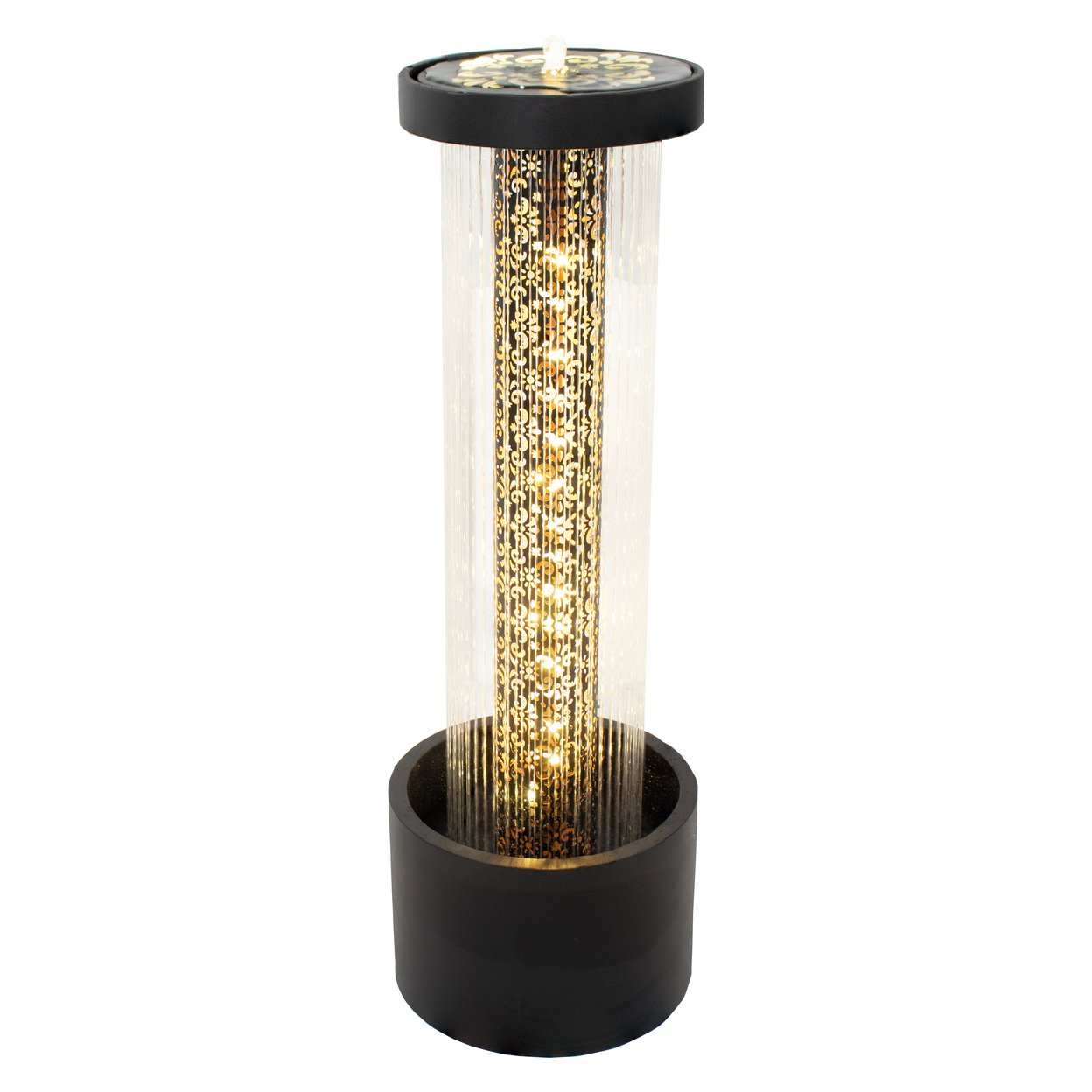 Sunnydaze Glittering Rain Zinc Outdoor Water Fountain With Leds - 41.25&#x22;