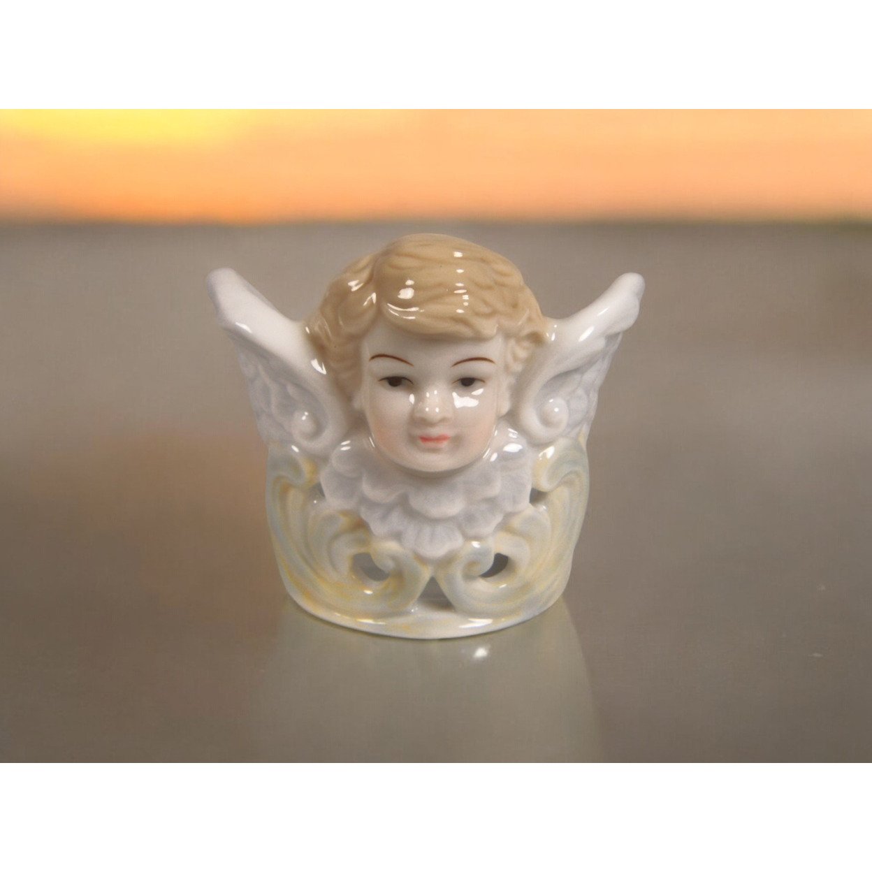Ceramic Cherub Angel Votive Candle Holder 2 3/4&#x22; Religious Her