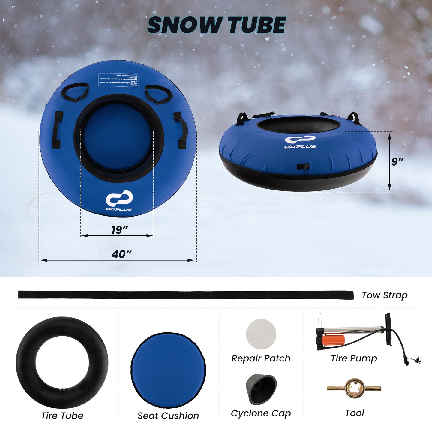 40&#x22; Inflatable Snow Sled For Kids And Adults