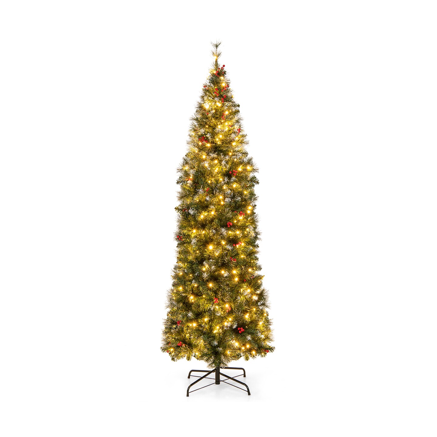 Pre-Lit Artificial Hinged Slim Pencil Christmas Tree