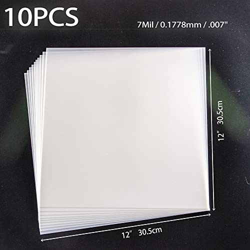 10 Pieces 7mil Blank Mylar Stencil Sheets,12X12 inch Milky Translucent PET Blank Stencils Sheets,Template Material for Cutting Machines, Laser Cutting, Food-Safe Craft Plastic