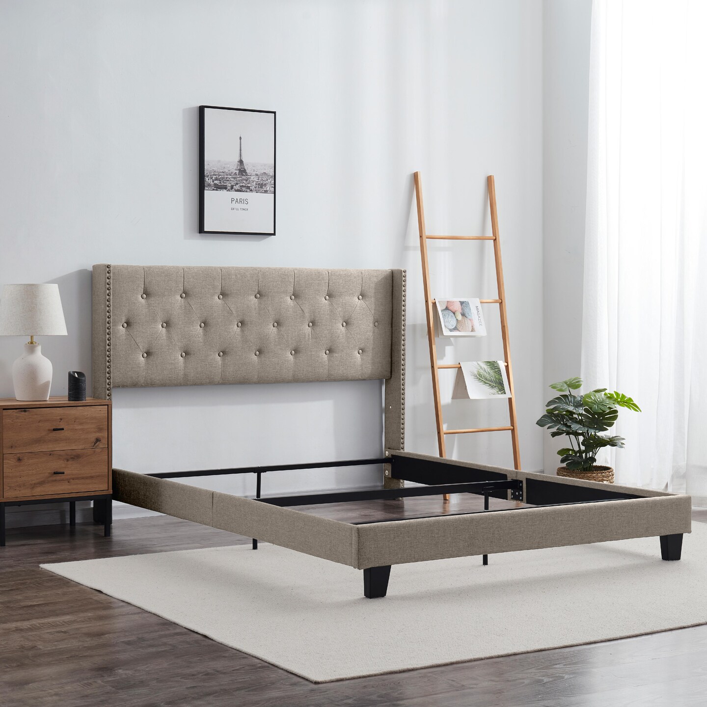 Nestl Wingback Diamond Upholstered Platform Bed