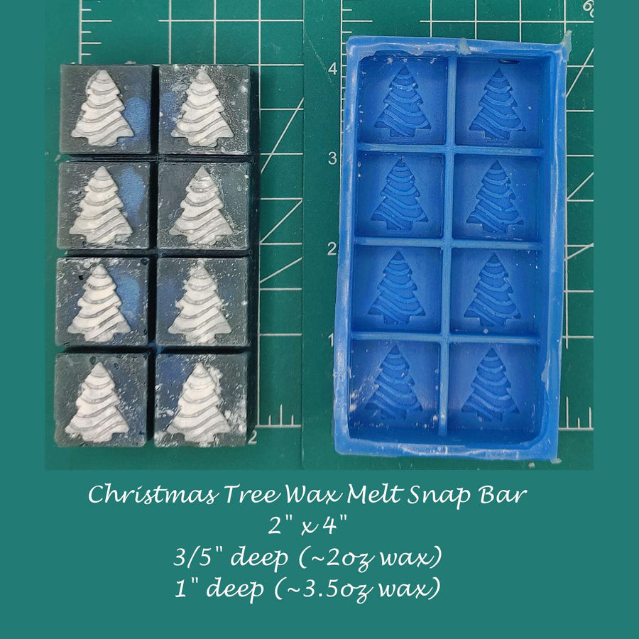 Christmas Tree Wax Melt Snap Bar Silicone Mold 
