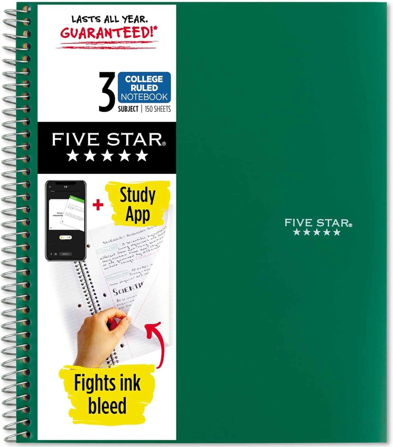 3-Subject College Notebook, 150 Sheets