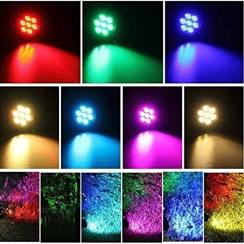 2Pcs LED Solar Spot Lights Outdoor Yard Lawn Garden Pathway 7Color Change Lamps