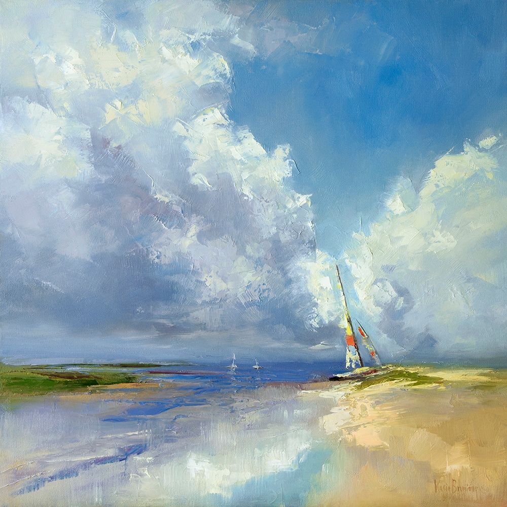 Sailboat on a Sandy Beach Poster Print by Kasia Bruniany # B3902D
