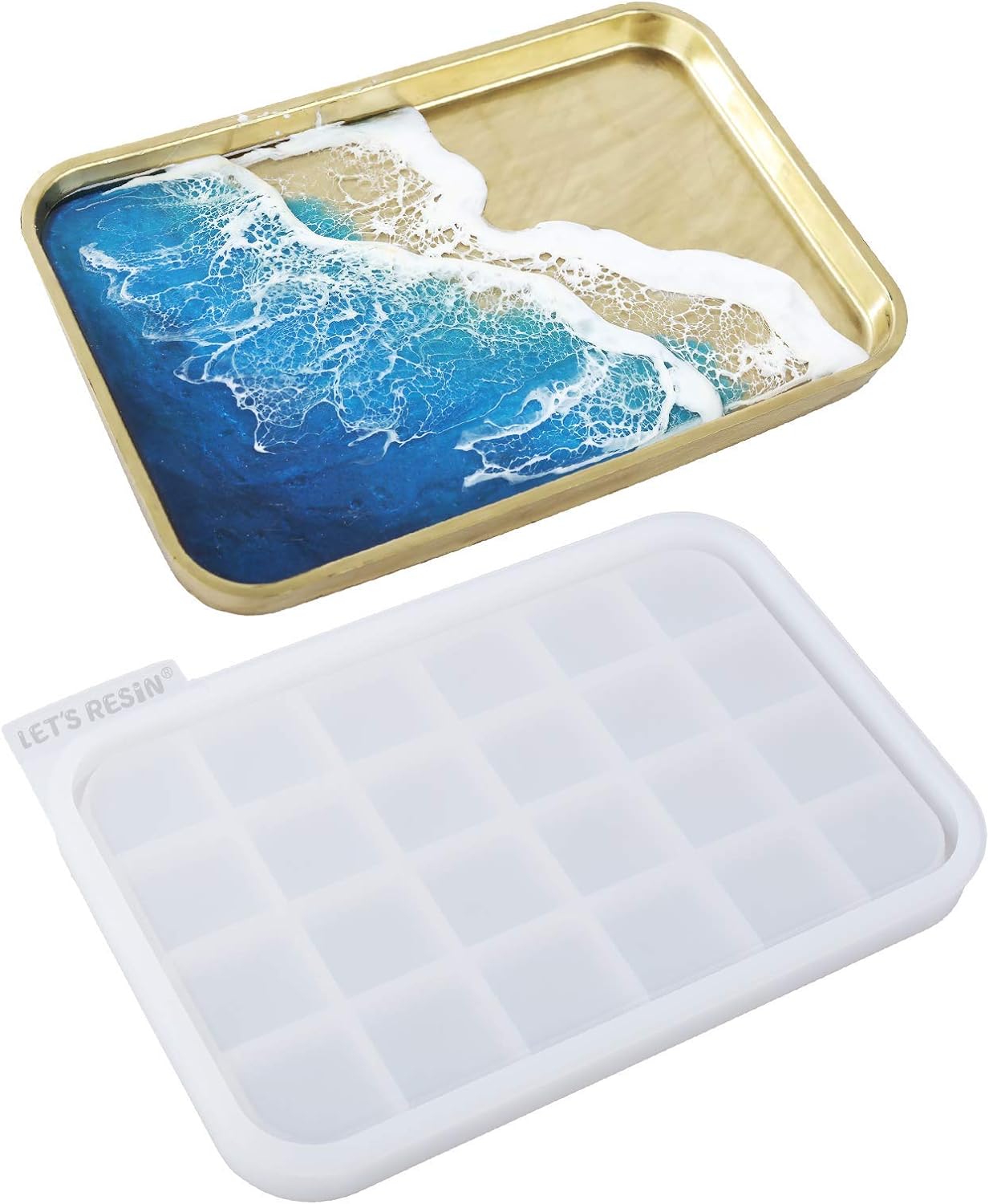 Resin Tray Mold,Rectangle Rolling Tray Molds for Resin,Sturdy Silicone Tray Molds with Edges,Large Rolling Tray Molds for Epoxy Resin,Resin Casting,DIY Jewelry Holder,Home Decoration