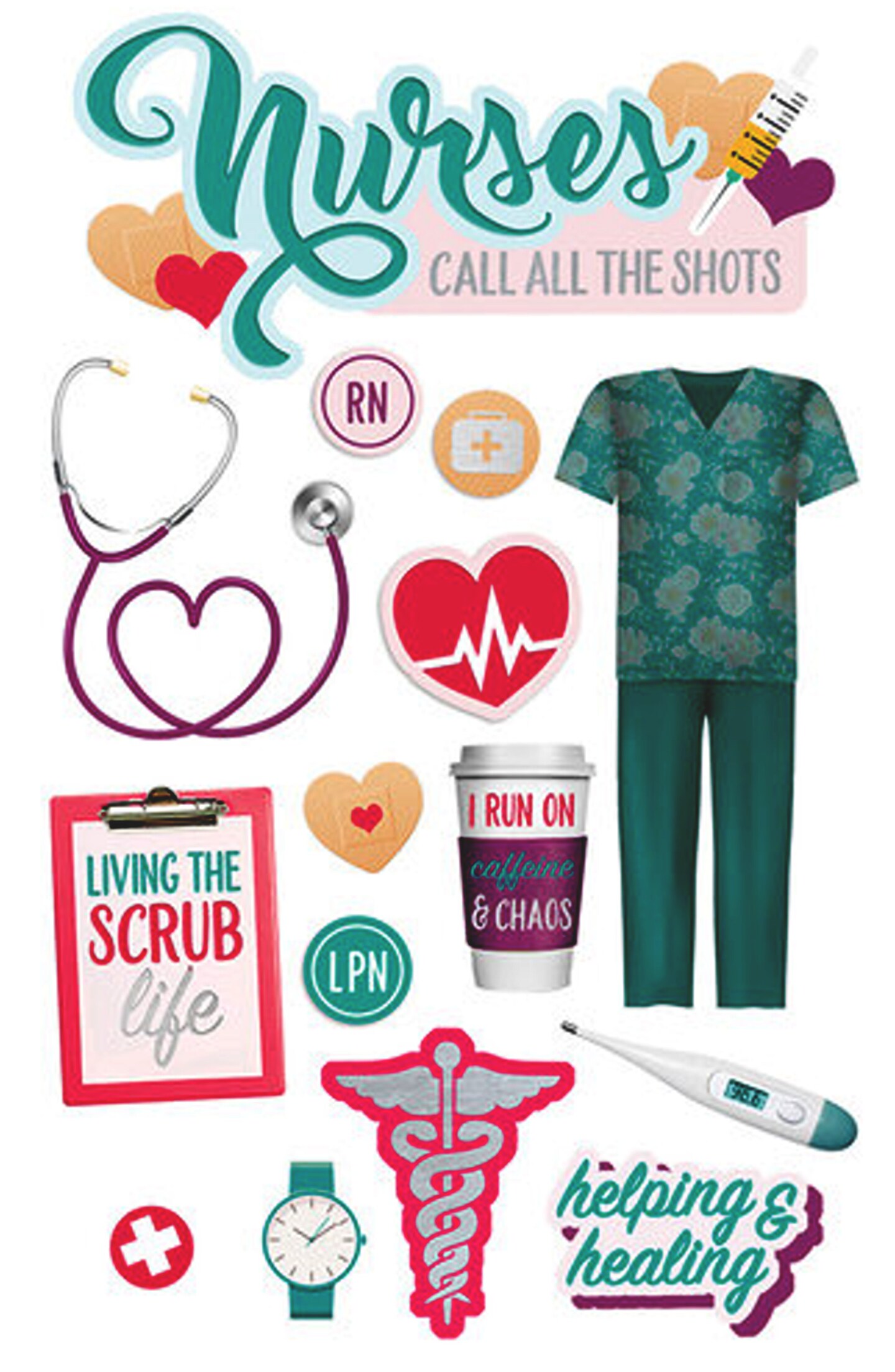 Paper House Nurses Call All The Shots Dimensional Stickers