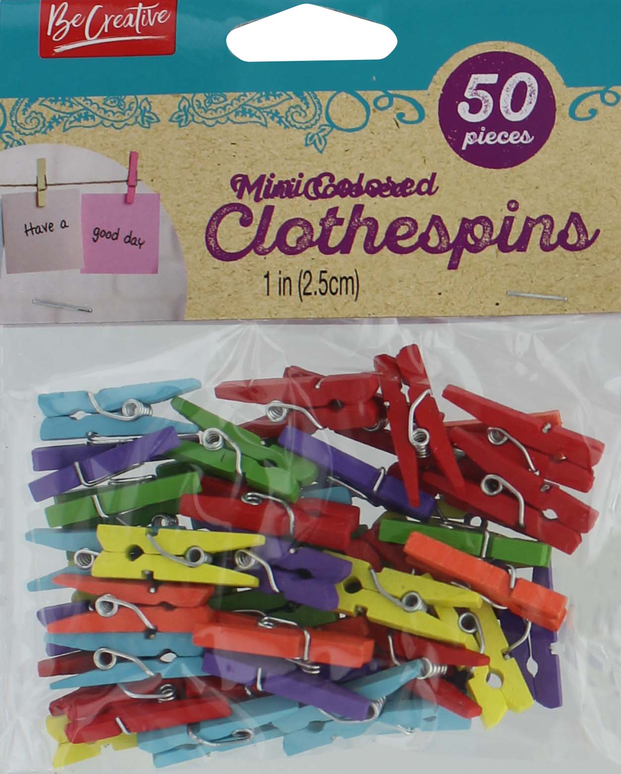 Leisure Arts Clothespins Wood 1&#x22; Mini Astd 50 piece