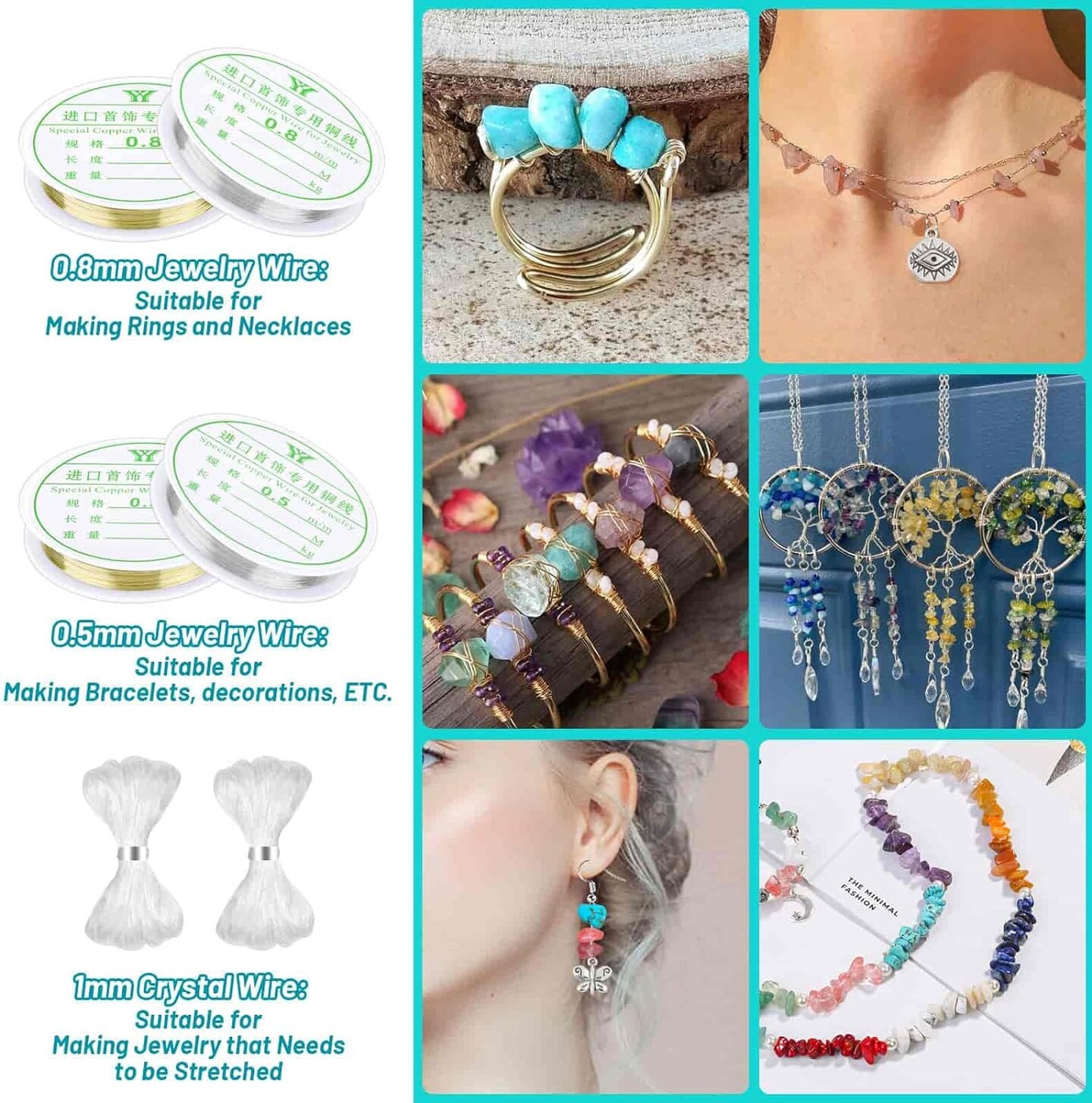 2278Pcs Crystal Beads for Jewelry Making Supplies, 48 Colors Ring Making Kit Crystals Jewelry Making Kit for Adults Bracelet Earring Necklace Making