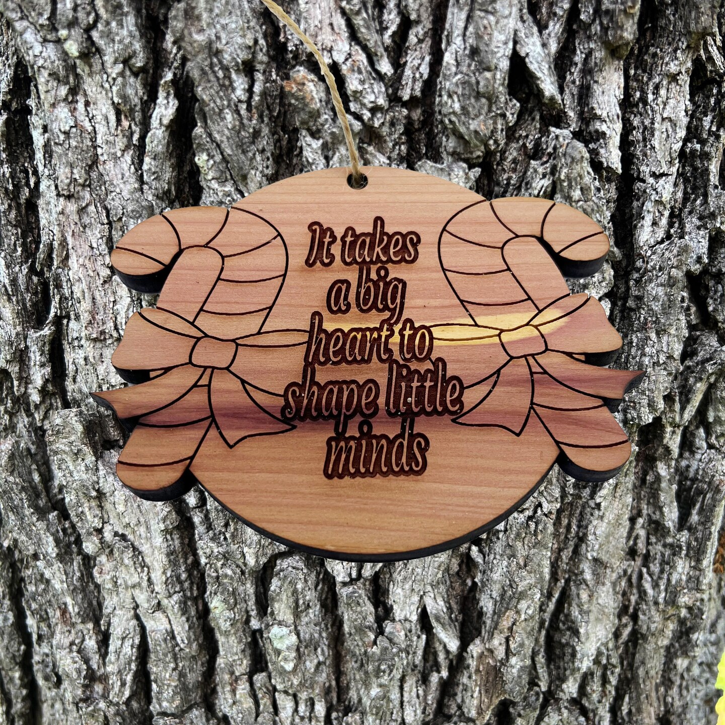 CANDY CANE it takes a big heart to shape little minds - Cedar Ornament CANDY CANE it takes a big heart to shape little minds - Cedar Ornament