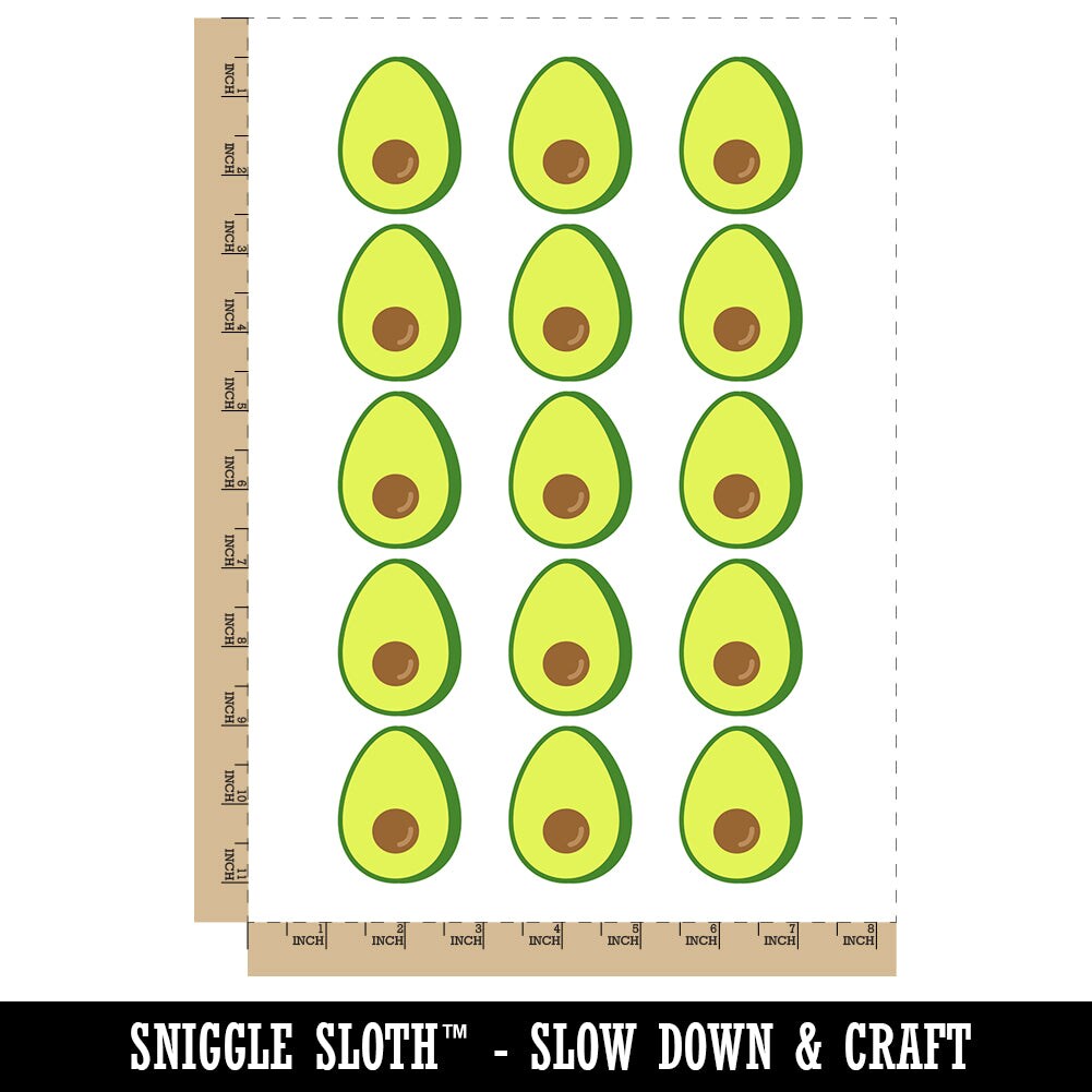 Avocado Symbol Temporary Tattoo Water Resistant Fake Body Art Set Collection (1 Sheet)