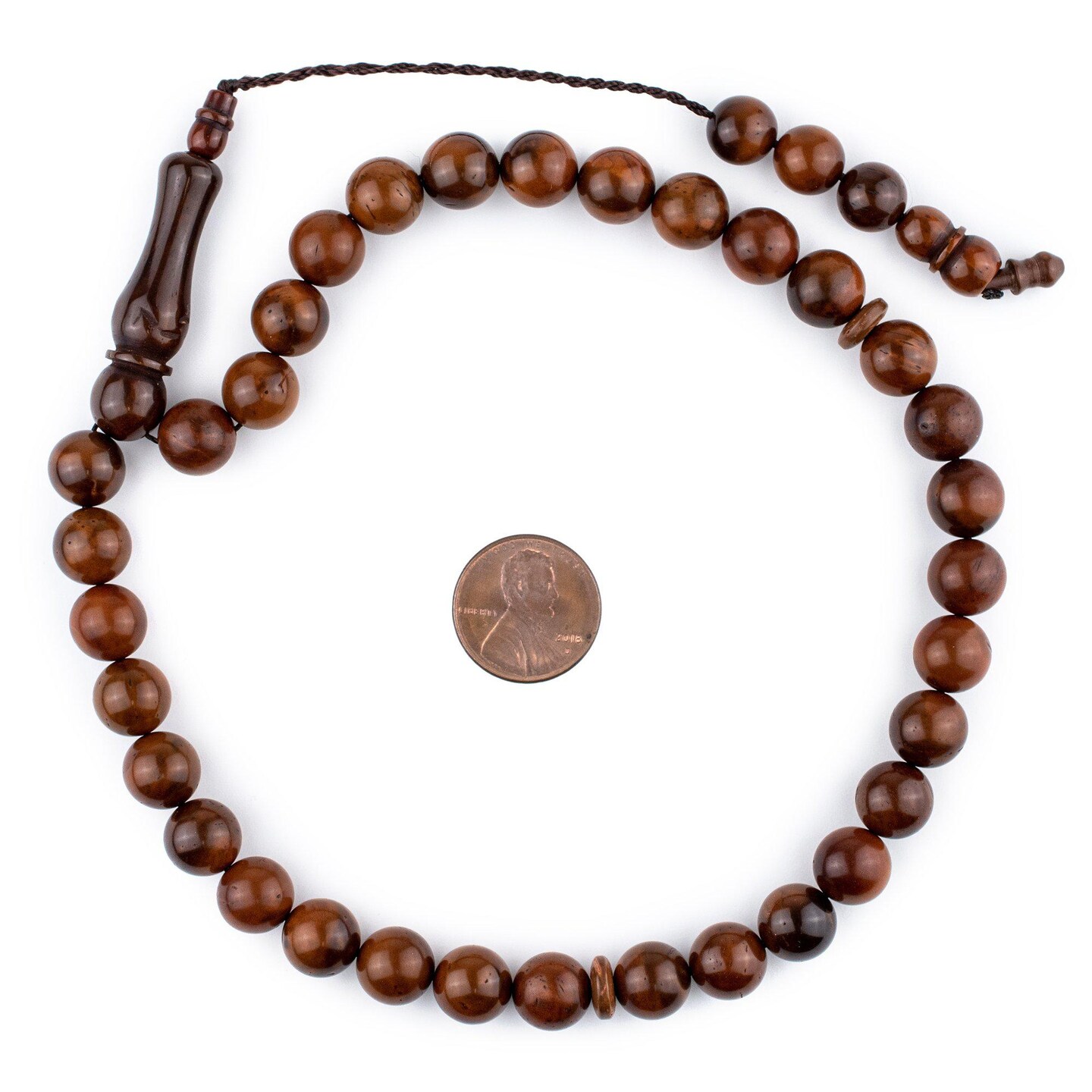 33  Dark Brown Round Wooden Arabian Prayer Beads (10mm), Islamic Tasbih, Ramadan Gift, Quality Middle Eastern Beads - The Bead Chest