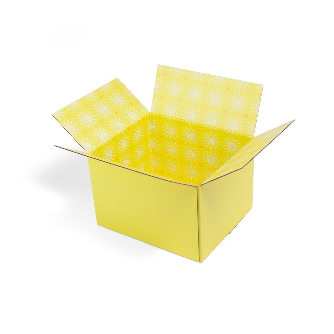 Great Papers! Giftin Corrugated Shipping Box, Sunshine, 12" x 10" x 1/8", Printed Inside and Out, 2-Pack