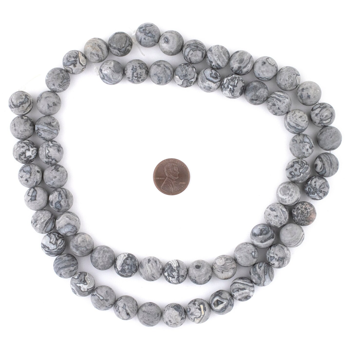 TheBeadChest Matte Grey Picasso Jasper Beads (12mm): Organic Gemstone Round Spherical Energy Stone Healing Power Crystal for Jewelry Bracelet Mala Necklace Making