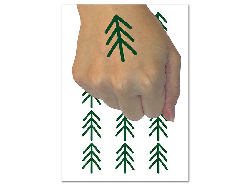 Simple Pine Tree Temporary Tattoo Water Resistant Fake Body Art Set Collection (1 Sheet)
